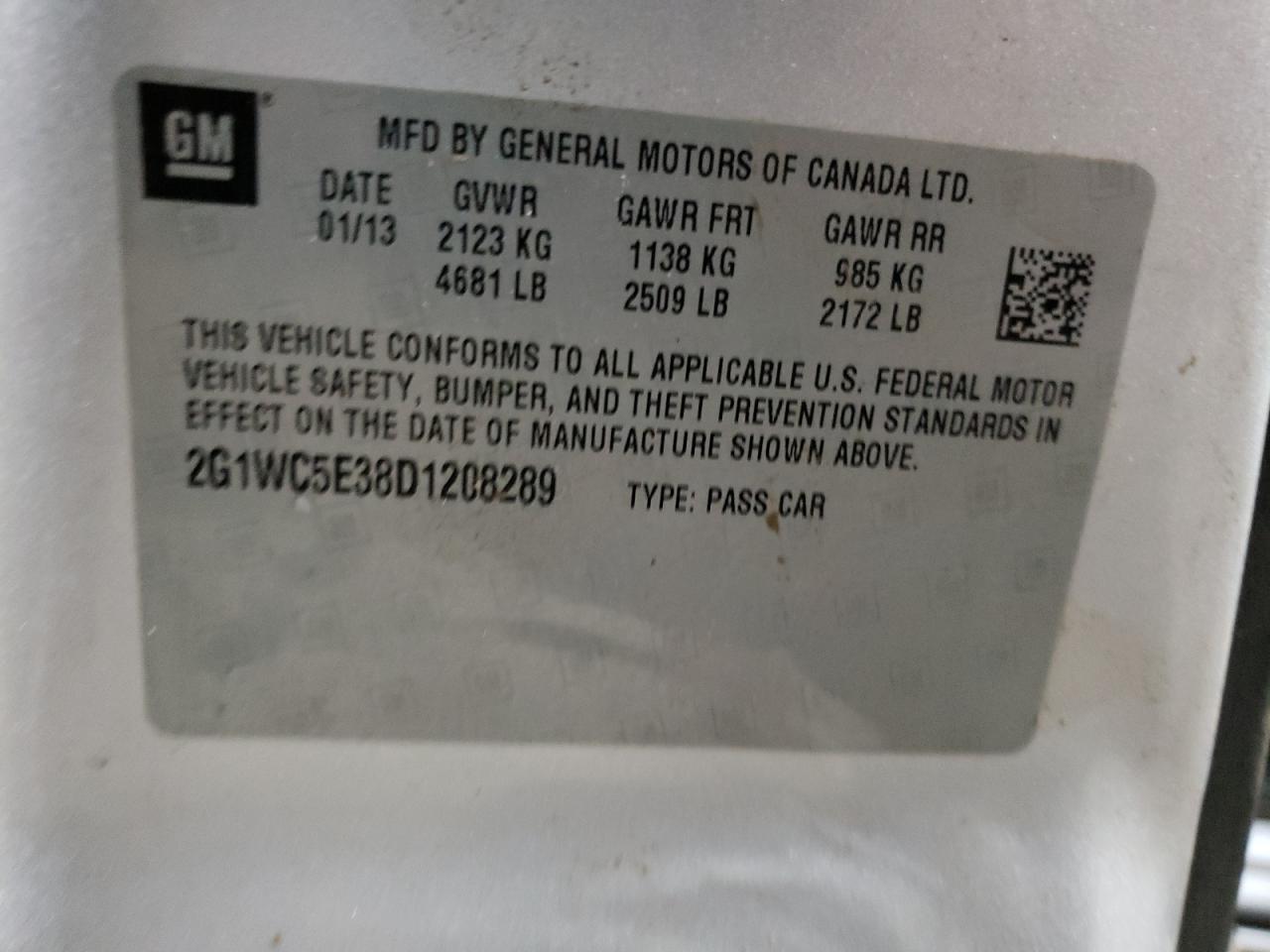 2G1WC5E38D1208289 2013 Chevrolet Impala Ltz