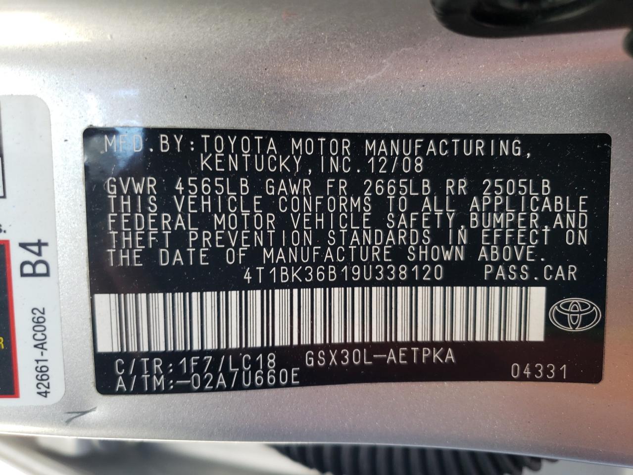 4T1BK36B19U338120 2009 Toyota Avalon Xl