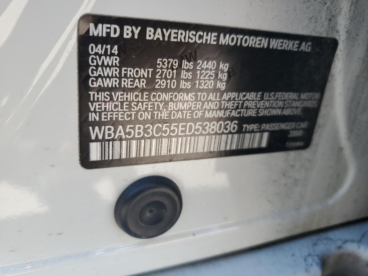 WBA5B3C55ED538036 2014 BMW 535 Xi
