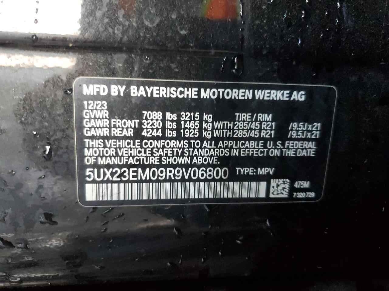 5UX23EM09R9V06800 2024 BMW X7 xDrive40I