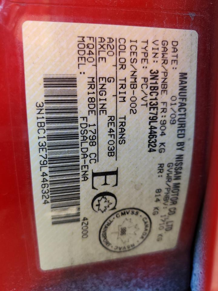 3N1BC13E79L446324 2009 Nissan Versa S