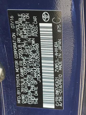 2016 Toyota Prius VIN: JTDKARFU1G3526988 Lot: 60045554