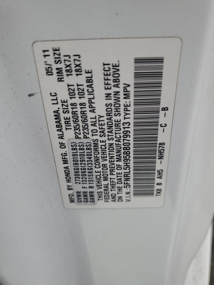 5FNRL5H95BB079913 2011 Honda Odyssey Touring