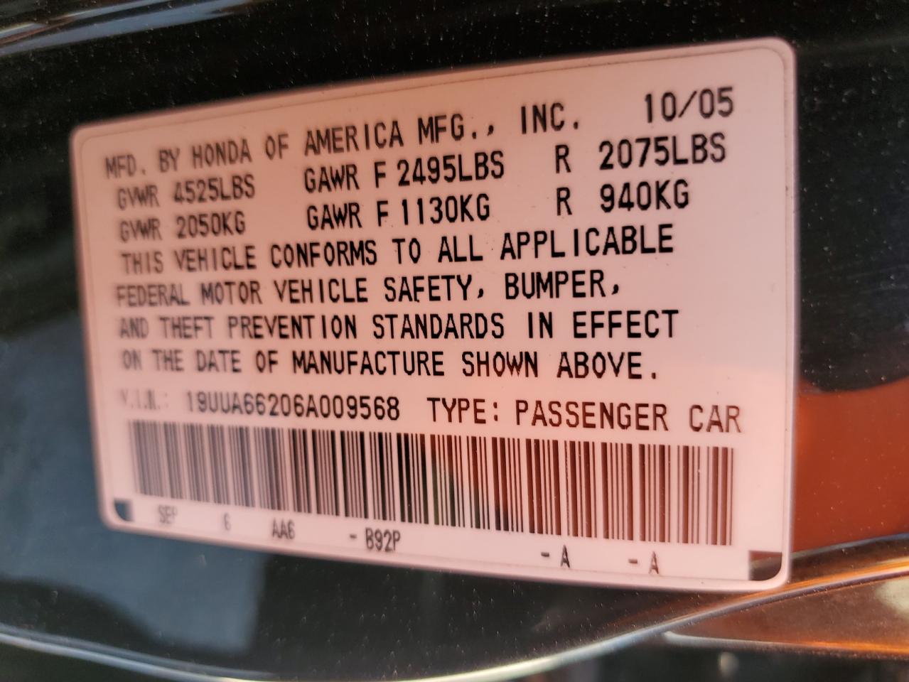 19UUA66206A009568 2006 Acura 3.2Tl