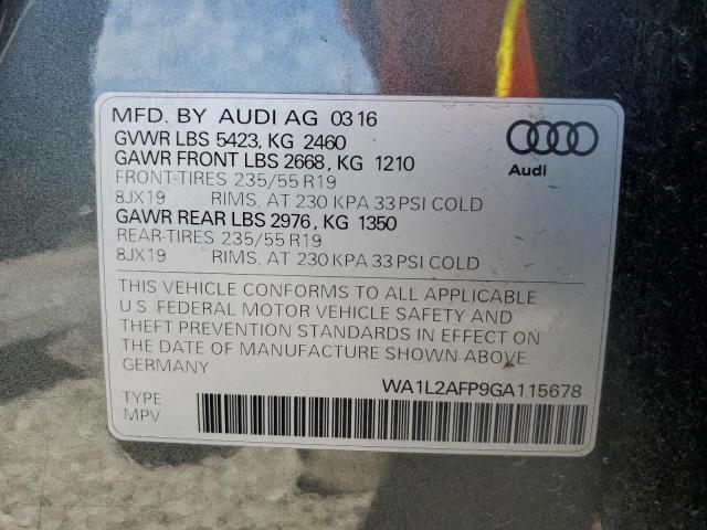 2016 Audi Q5 Premium Plus VIN: WA1L2AFP9GA115678 Lot: 57824294