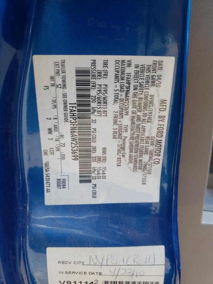 1FAHP3FN6AW253699 2010 Ford Focus Se