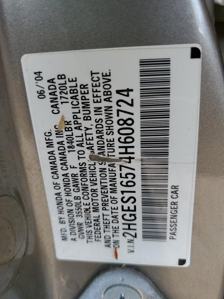 2HGES16574H608724 2004 Honda Civic Lx