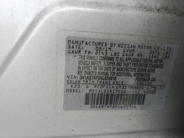 2019 Nissan Sentra S VIN: 3N1AB7AP8KL624916 Lot: 60210504