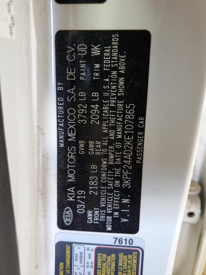 3KPF24AD2KE107865 2019 Kia Forte Fe