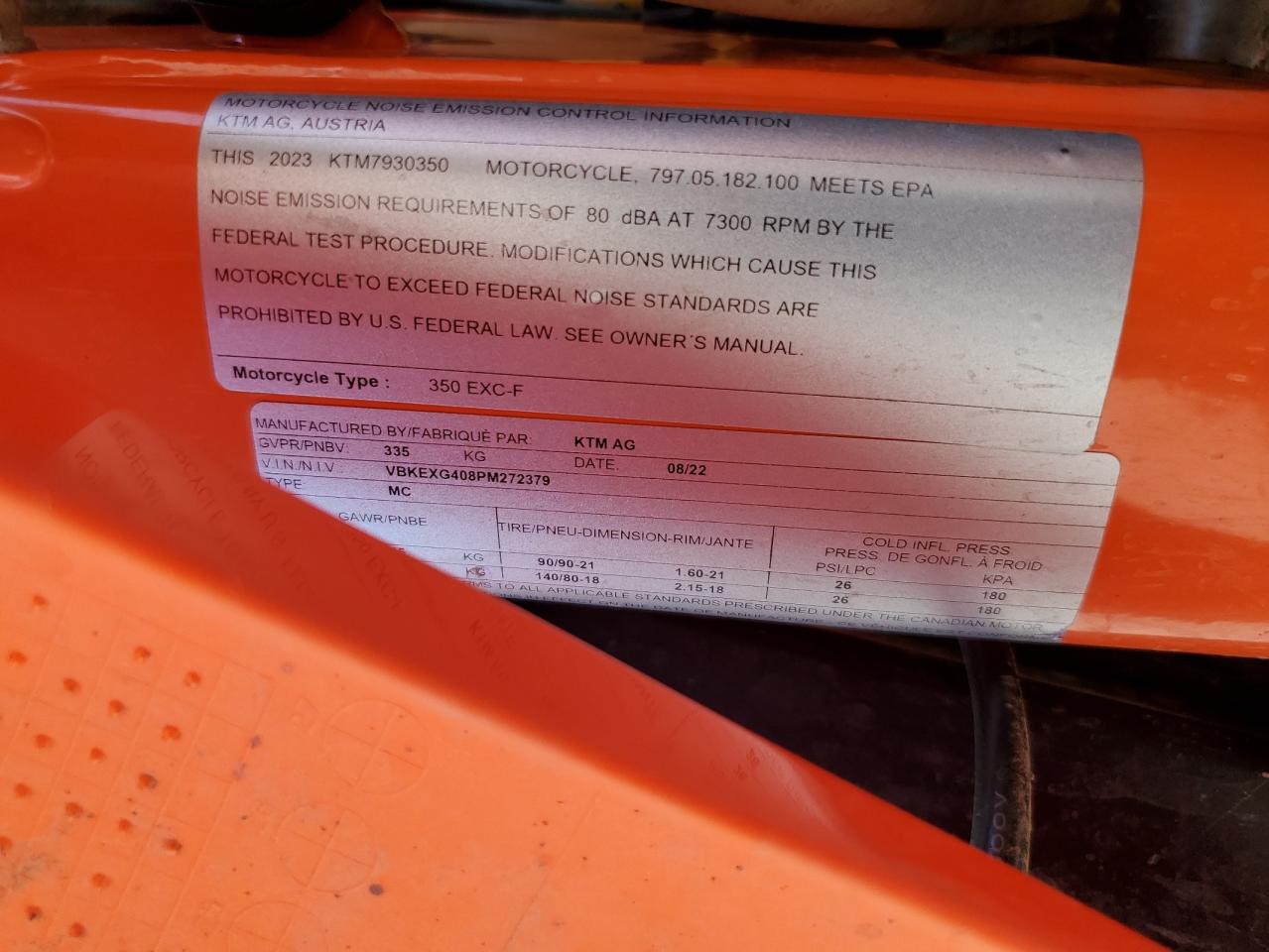 VBKEXG408PM272379 2023 Ktm 350 Exc-F