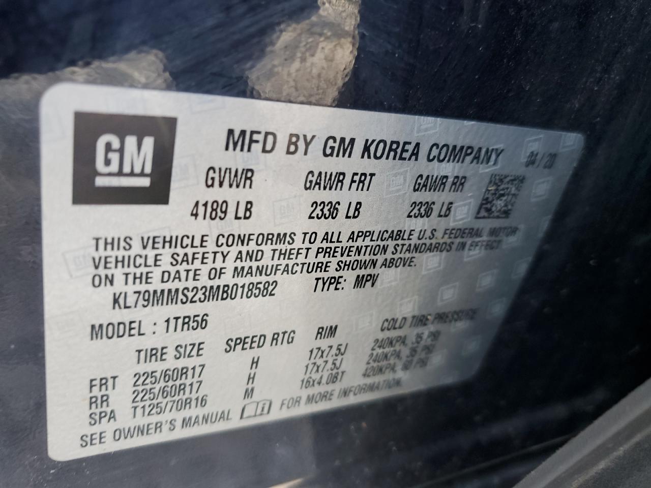 KL79MMS23MB018582 2021 Chevrolet Trailblazer Ls