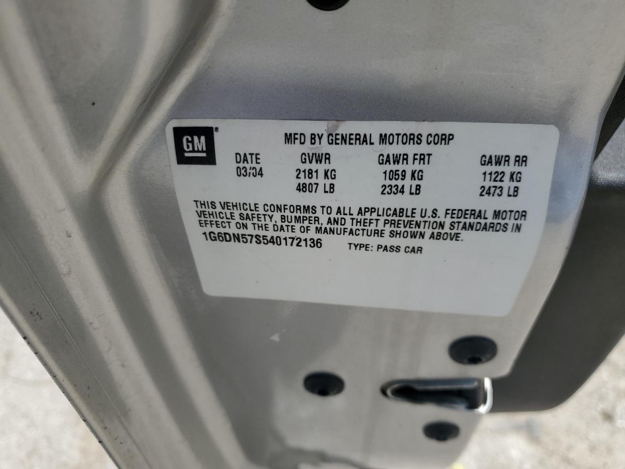 1G6DN57S540172136 2004 Cadillac Cts-V