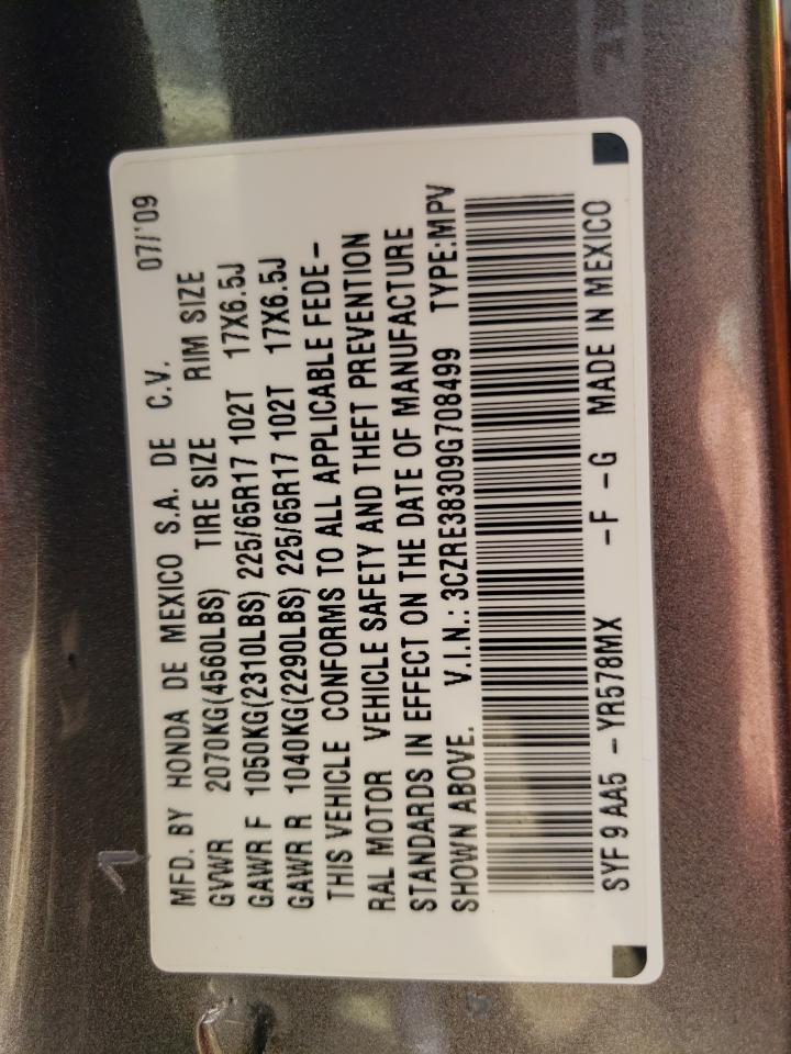 3CZRE38309G708499 2009 Honda Cr-V Lx