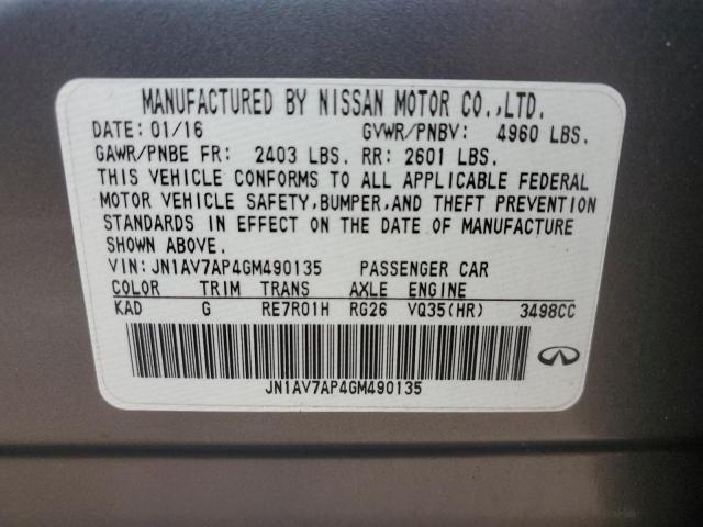 2016 INFINITI Q50 HYBRID JN1AV7AP4GM490135