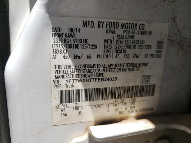 2015 Ford F250 Super Duty VIN: 1FT7W2BT7FEB24035 Lot: 57939984