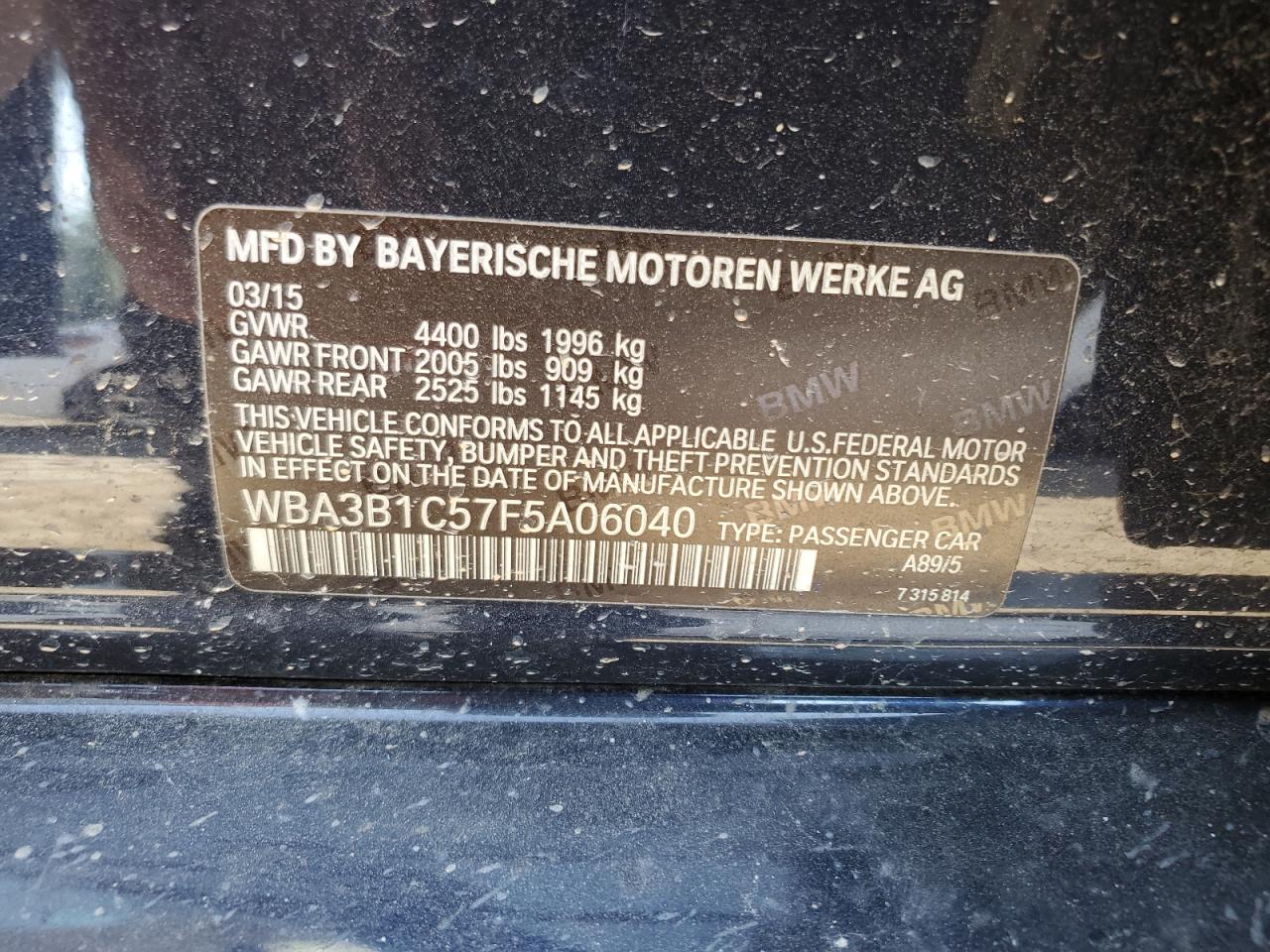 WBA3B1C57F5A06040 2015 BMW 320 I