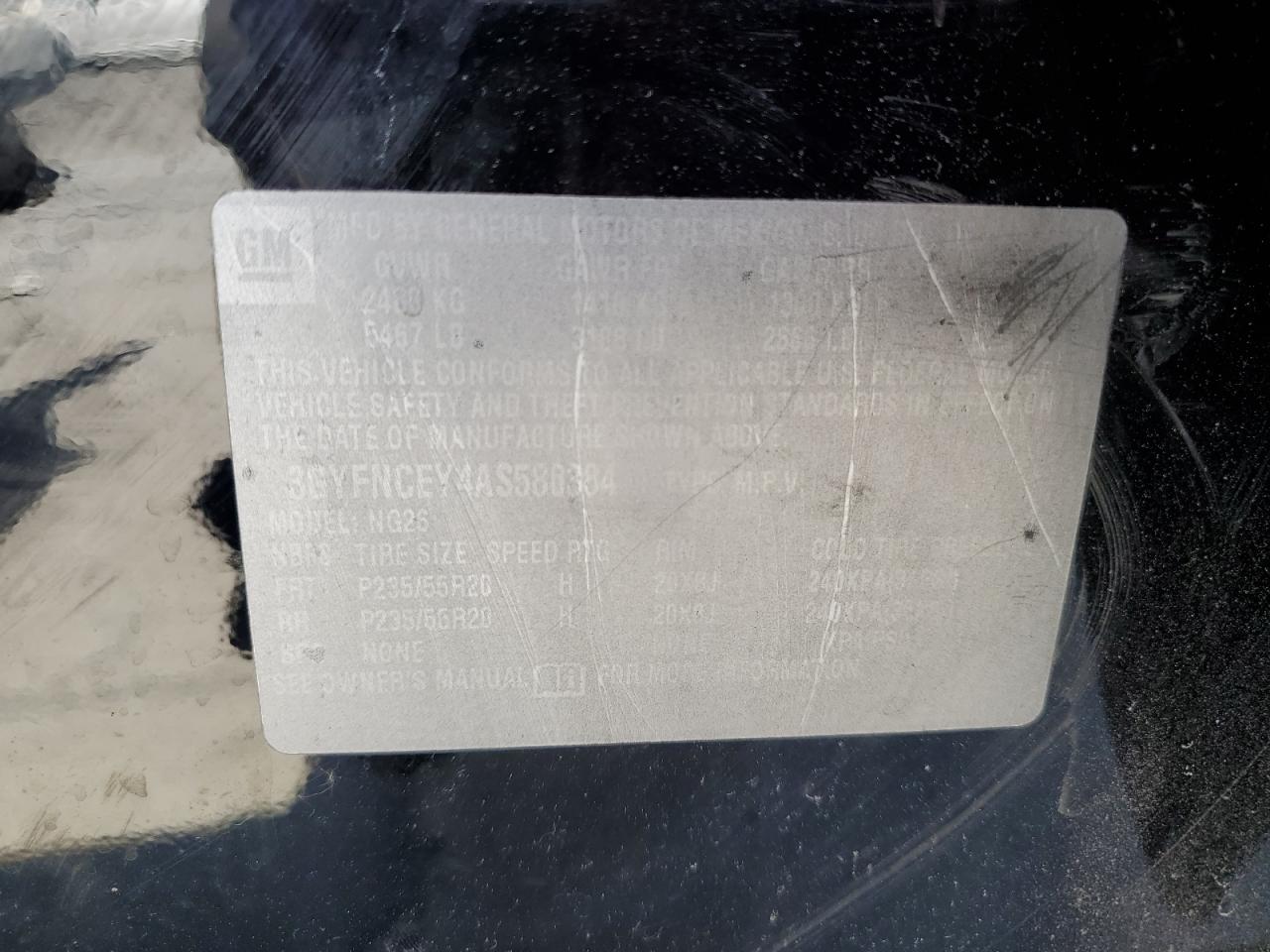 3GYFNCEY4AS580384 2010 Cadillac Srx Premium Collection