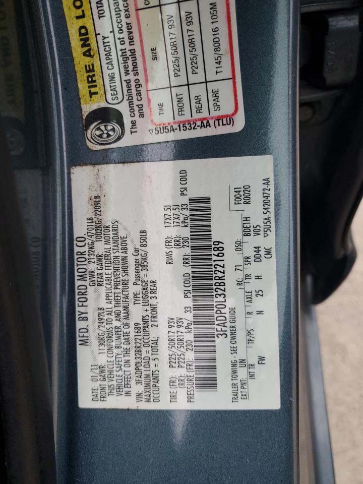 3FADP0L32BR221689 2011 Ford Fusion Hybrid