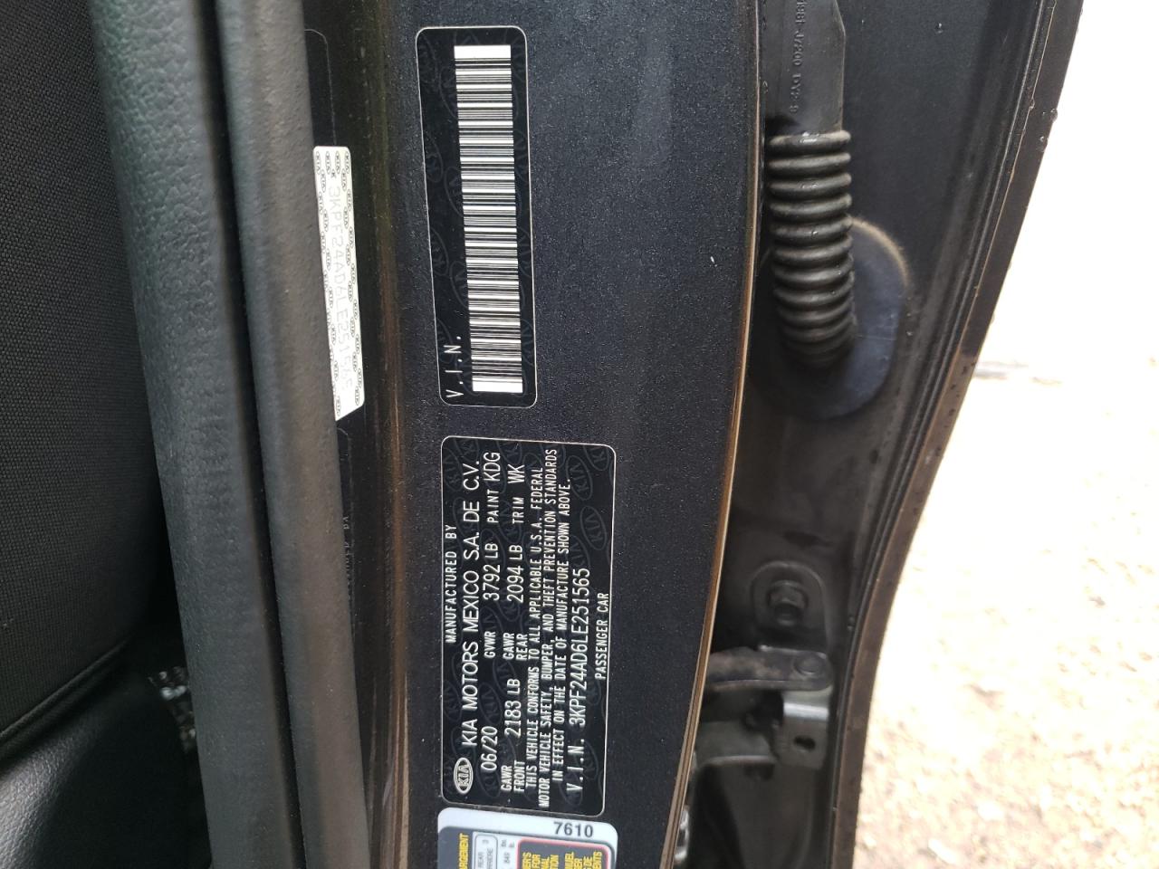 3KPF24AD6LE251565 2020 Kia Forte Fe