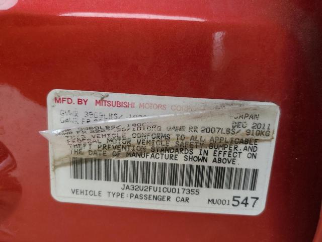 2012 Mitsubishi Lancer Es/Es Sport VIN: JA32U2FU1CU017355 Lot: 59441594