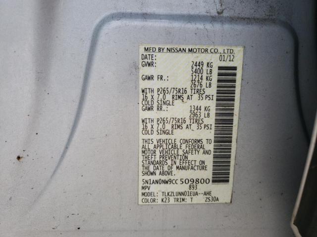 2012 Nissan Xterra Off Road VIN: 5N1AN0NW9CC509800 Lot: 60423334