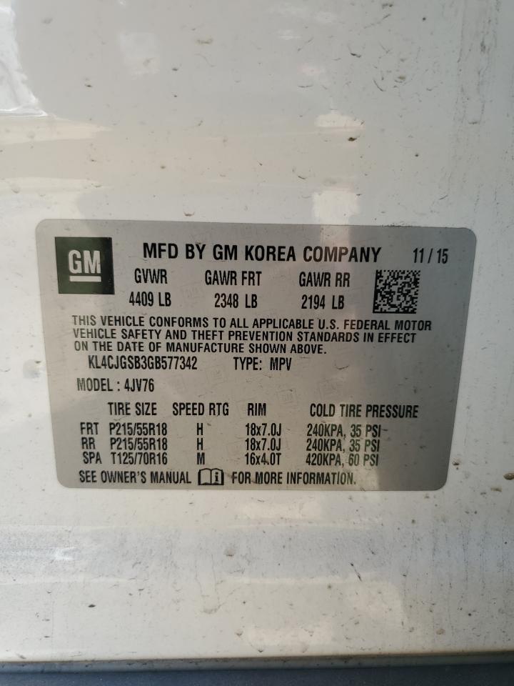 KL4CJGSB3GB577342 2016 Buick Encore