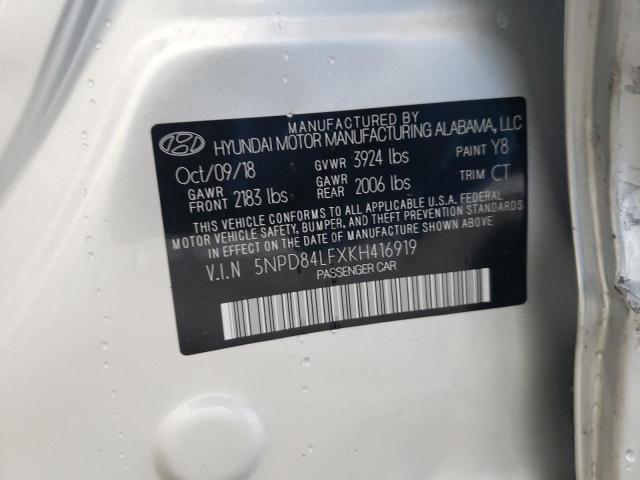 2019 Hyundai Elantra Sel VIN: 5NPD84LFXKH416919 Lot: 58958624