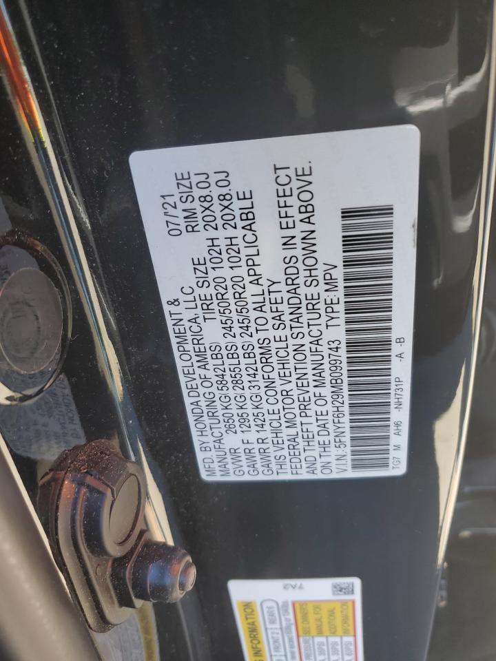 5FNYF6H29MB099743 2021 Honda Pilot Se