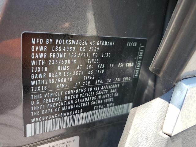 2014 Volkswagen Tiguan S VIN: WVGBV3AX4EW562653 Lot: 59136444