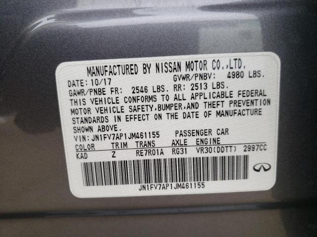 2018 Infiniti Q50 Red Sport 400 VIN: JN1FV7AP1JM461155 Lot: 58443374