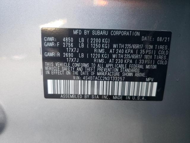 2022 Subaru Outback Premium VIN: 4S4BTACC2N3133257 Lot: 58740674