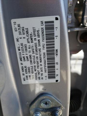 2010 Honda Accord Lxp VIN: 1HGCP2F49AA176346 Lot: 59045644