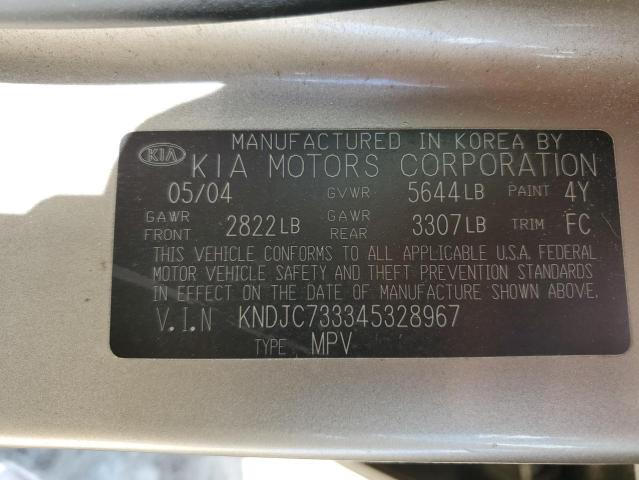 2004 Kia Sorento Ex VIN: KNDJC733345328967 Lot: 57878974
