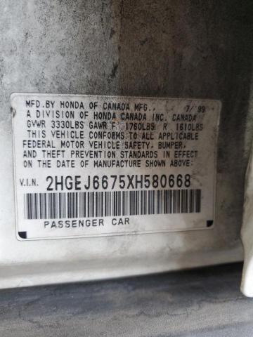 1999 Honda Civic Lx VIN: 2HGEJ6675XH580668 Lot: 57500184