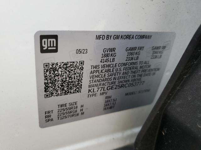 2024 Chevrolet Trax 1Rs VIN: KL77LGE25RC053777 Lot: 58325764