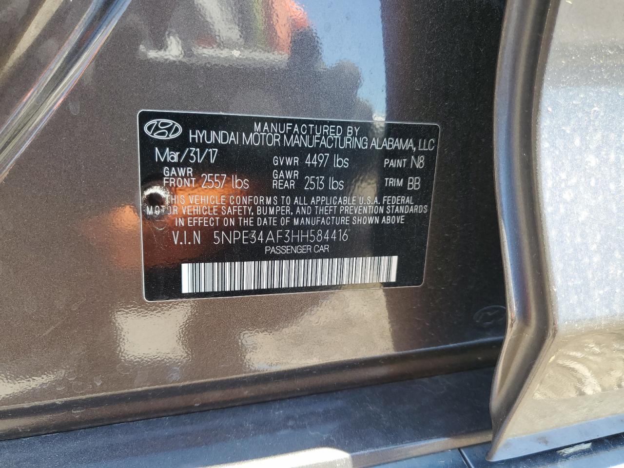 5NPE34AF3HH584416 2017 Hyundai Sonata Sport