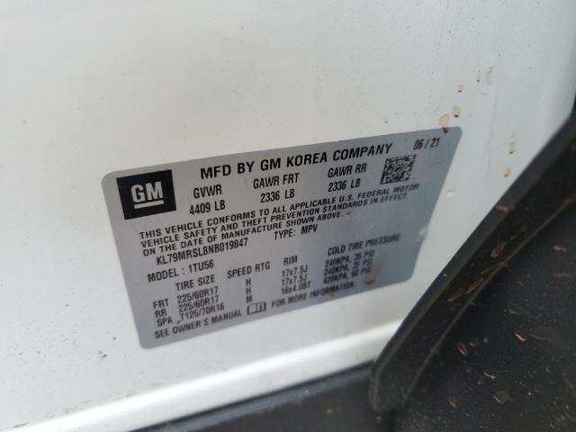 2022 Chevrolet Trailblazer Lt VIN: KL79MRSL8NB019847 Lot: 59092214