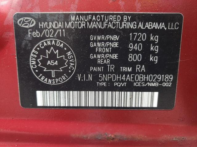 5NPDH4AE0BH029189 2011 Hyundai Elantra Gls