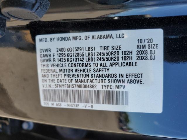2021 Honda Passport Exl VIN: 5FNYF8H57MB004862 Lot: 58471854