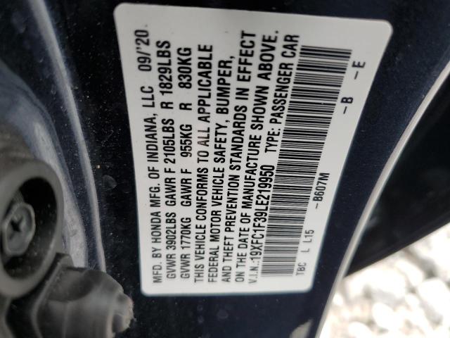 2020 Honda Civic Ex VIN: 19XFC1F39LE219950 Lot: 59992204