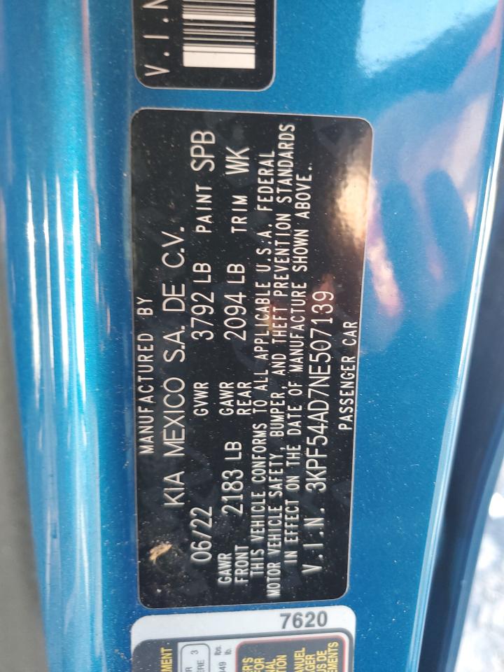 3KPF54AD7NE507139 2022 Kia Forte Gt Line