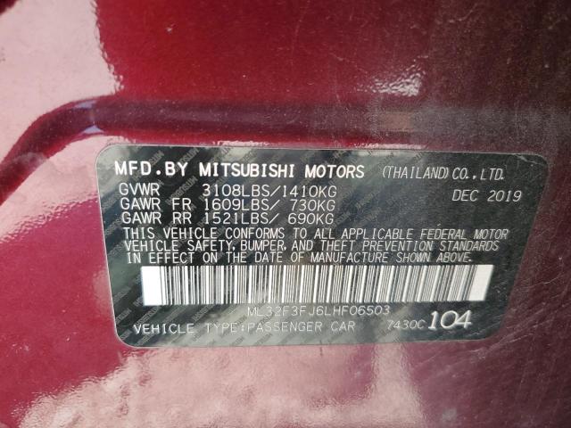 2020 Mitsubishi Mirage G4 Es VIN: ML32F3FJ6LHF06503 Lot: 59105884