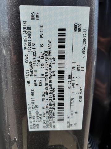 2022 Ford F150 Supercrew VIN: 1FTEW1CP6NFA09759 Lot: 59127754