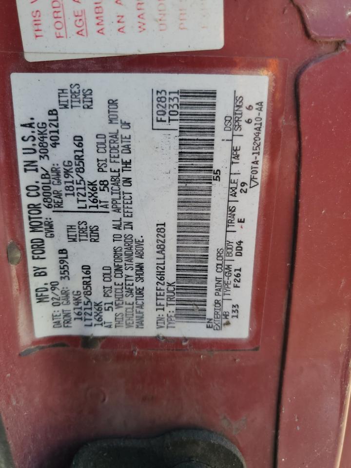 1FTEF26H2LLA82281 1990 Ford F250