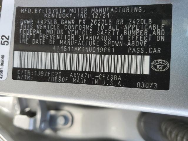 VIN 4T1G11AK1NU019881 2022 Toyota Camry, SE no.12