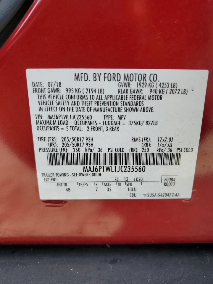 MAJ6P1WL1JC235560 2018 Ford Ecosport Titanium