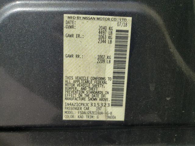 2018 Nissan Leaf S VIN: 1N4AZ1CPXJC315323 Lot: 58479374