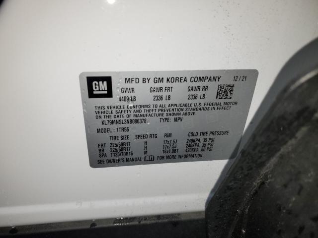 2022 Chevrolet Trailblazer Ls VIN: KL79MNSL3NB086378 Lot: 59752524