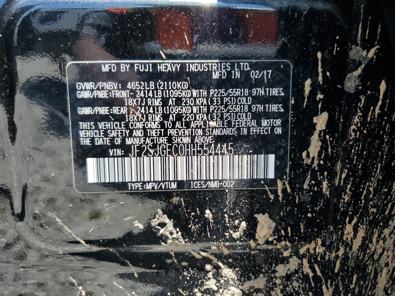 JF2SJGEC0HH554445 2017 Subaru Forester 2.0Xt Premium