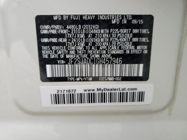 2016 SUBARU FORESTER 2 - JF2SJADC1GH457946